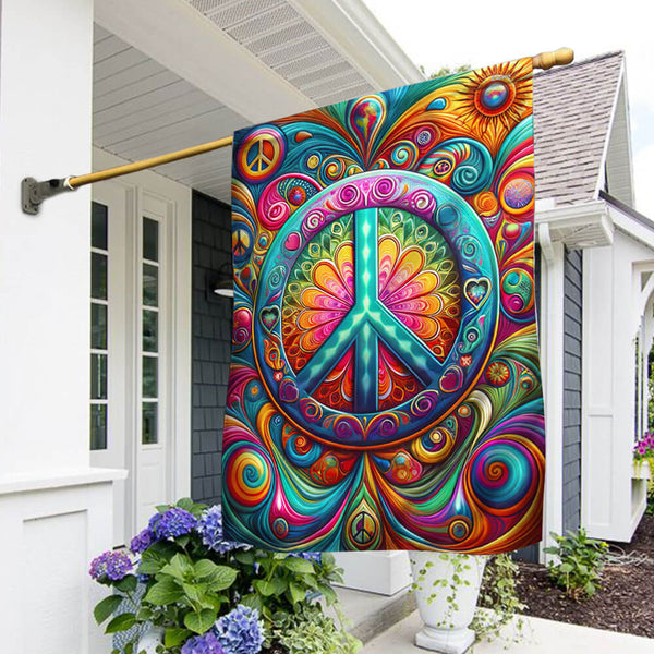 FLAGWIX  Hippie Peace Sign Flag