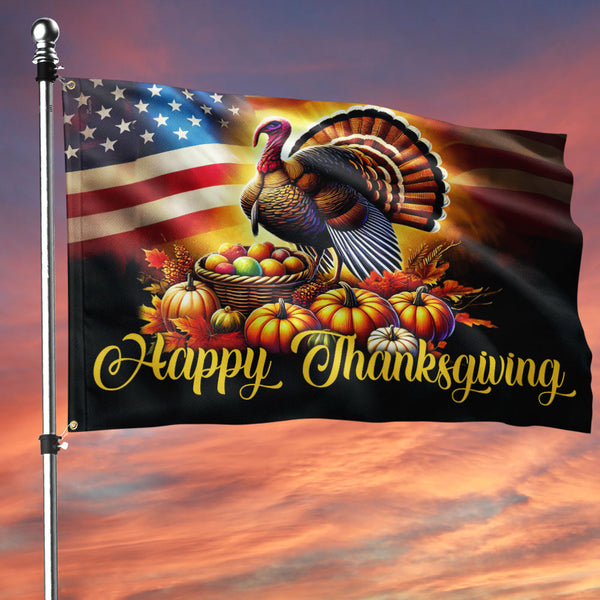 Thanksgiving Turkey American Grommet Flag MLN3943GF