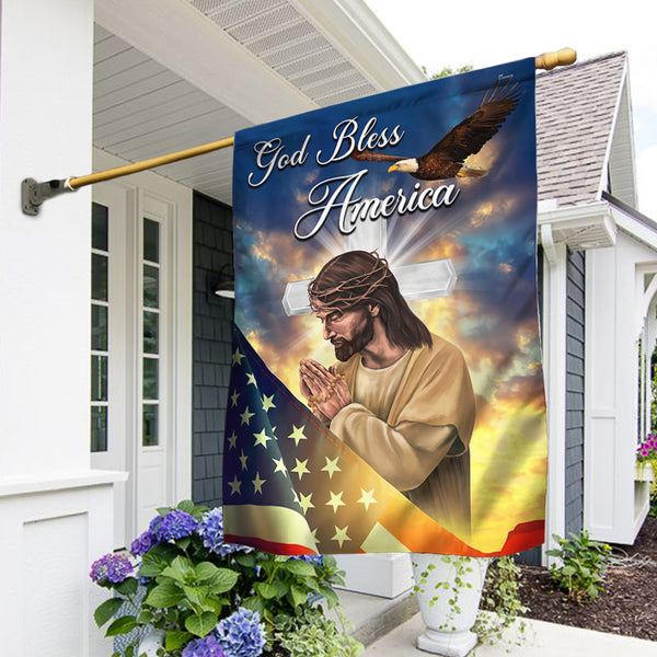 Jesus Cross Flag God Bless America