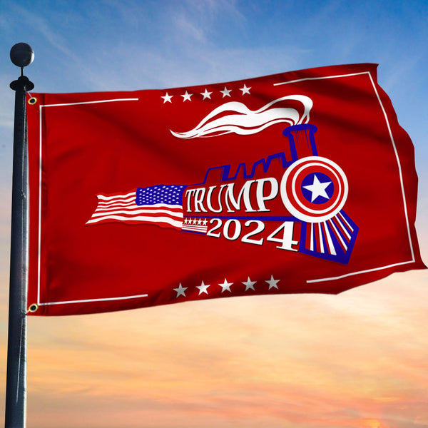 Trump 2024 Grommet Flag All Aboard The Trump Train TQN1049GF