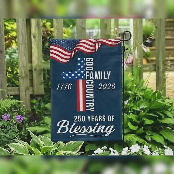 American Patriotic Flag, 250 Years of Blessing God 1776 2026 Grommet Flag