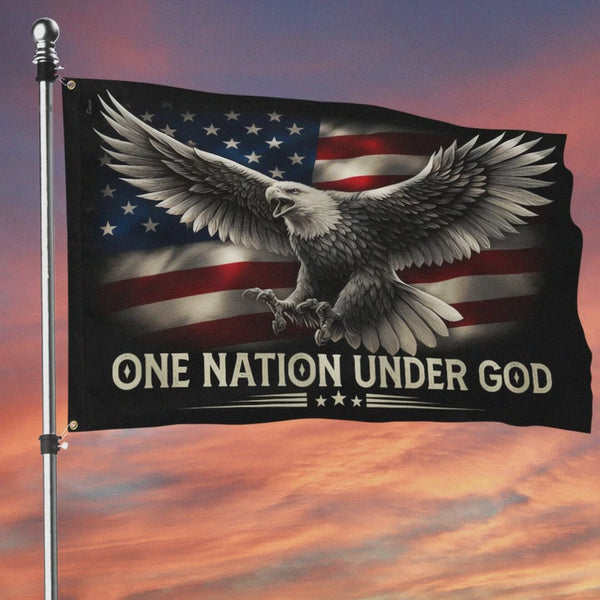 One nation Under God Eagle American Grommet Flag