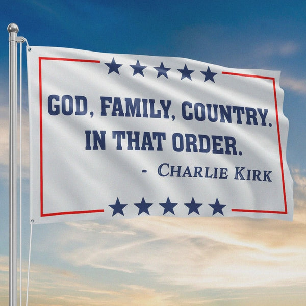 God Family Country Charlie Kirk Flag Republican USA Freedom Patriot Grommet Flag