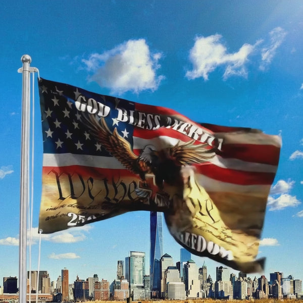 We The People Patriotic Eagle Cross 250 Years of Freedom Grommet Flag