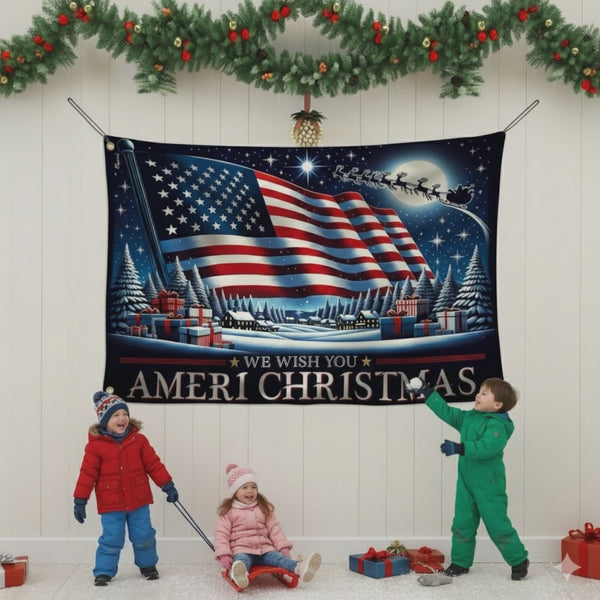 We Wish You Ameri Christmas Flag