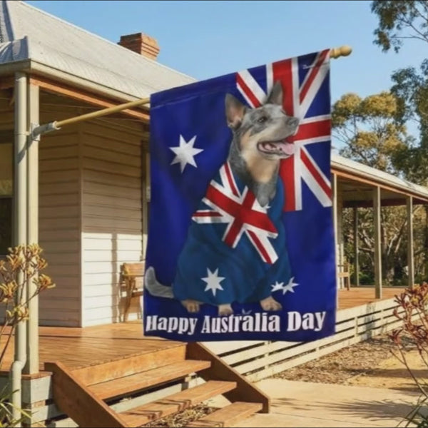 Happy Australia Day Flag | 26 January Cattle Dog Wrapped in Australia Flag