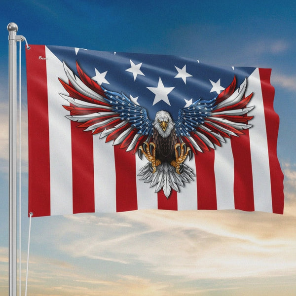 Flagwix American Flag - Patriotic Eagle American Grommet Flag TPT1636GF