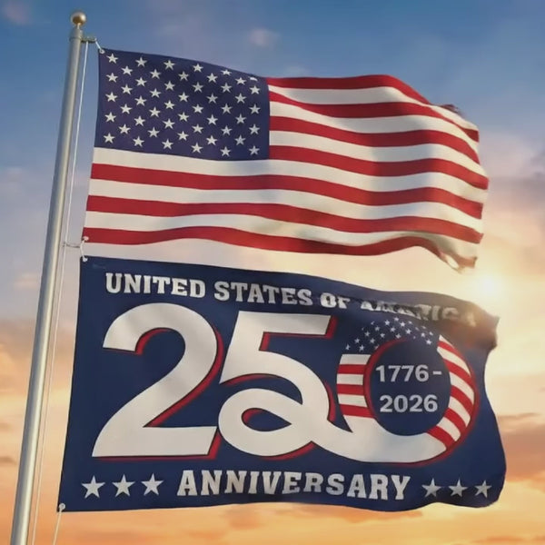 Patriotic 250th Anniversary 1776 2026 United States of America Semiquincentennial Grommet Flag