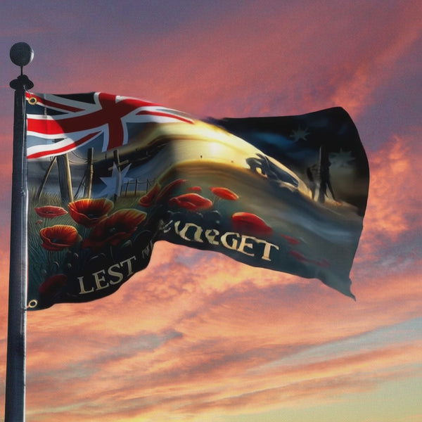 Anzac Day, Remembrance Day Australian Veteran Lest We Forget Grommet Flag MLN2466GF