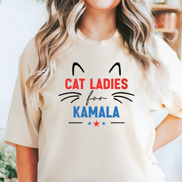 Kamala Harris 2024 President Shirt Cat Ladies For Kamala Comfort Color T-Shirt