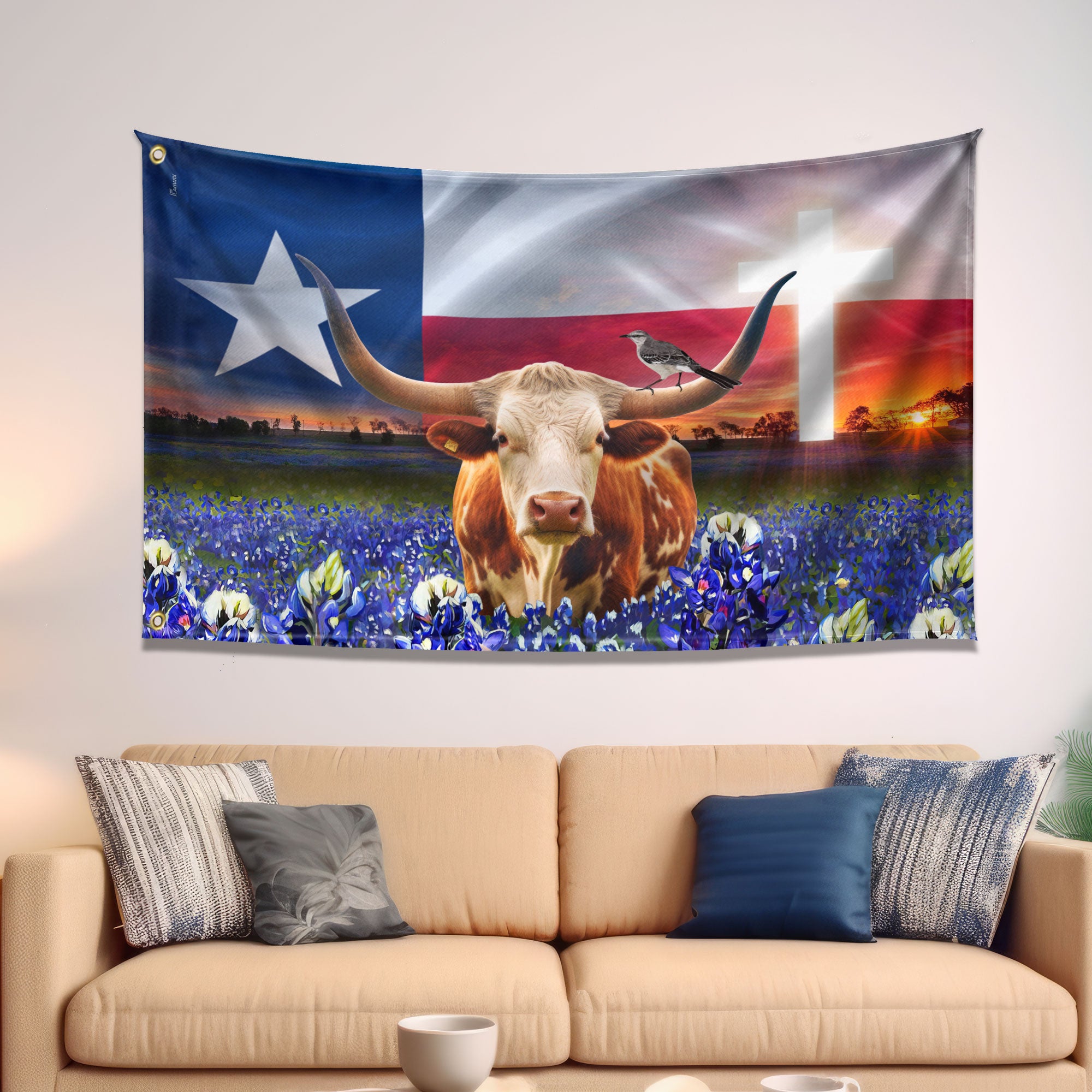 Texas Longhorn Cattle Flag That Place Forever In Your Heart Dorm Flag ...