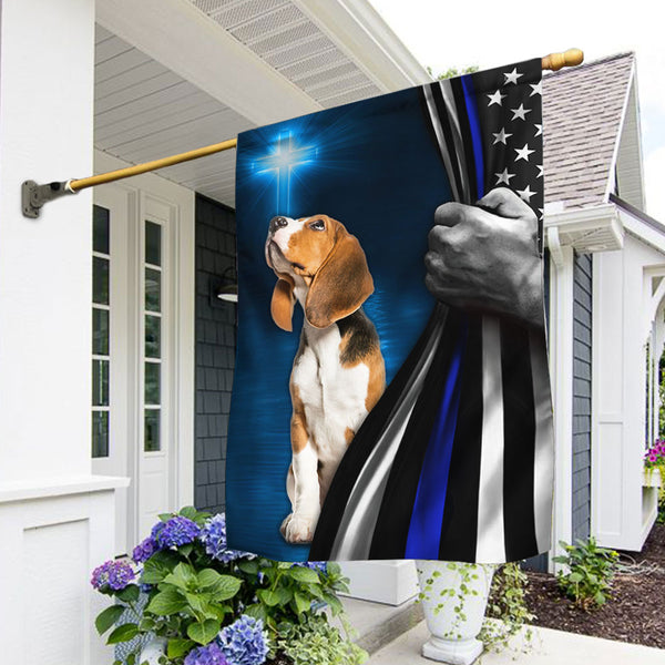 Police Flag Christian Cross Beagle Thin Blue Line Police FlagTRL288Fv7