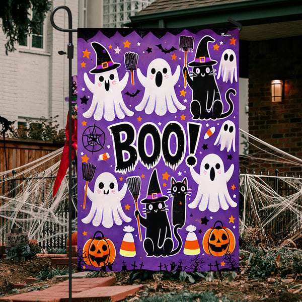 Halloween Flag Ghost Boo Black Cat Pumpkin Flag