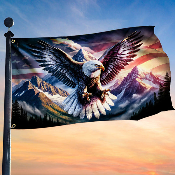 Cool Eagle American Grommet Flag