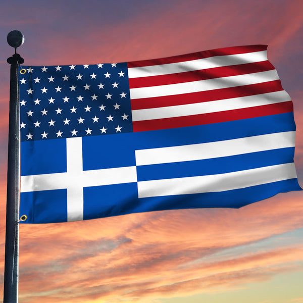 Greek And American Grommet Flag Greece USA