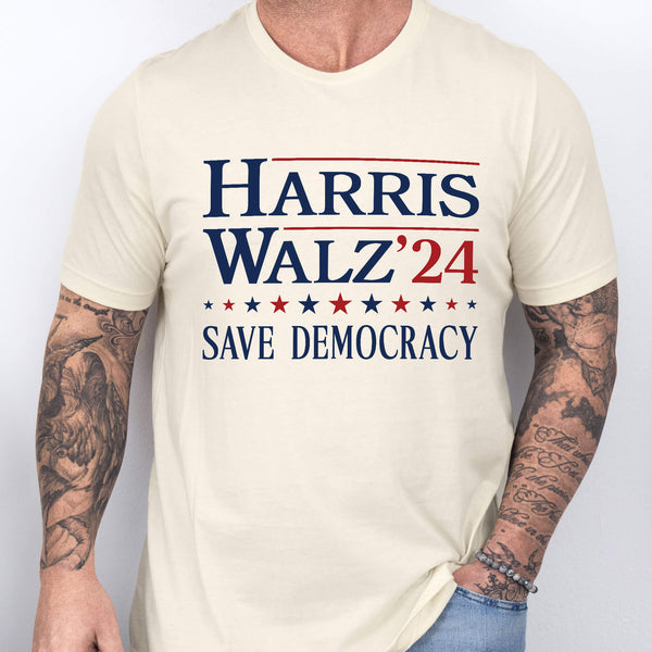 Harris Walz 2024 Save Democracy T-Shirt