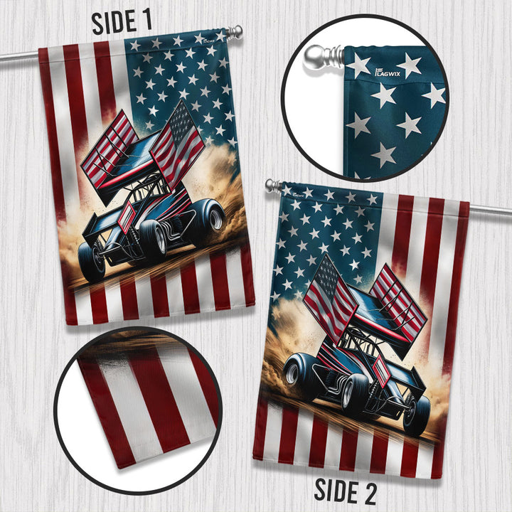 Car Racing Flgas FLAGWIX Sprint Car Racing Dirt Track Racing American Flag – Flagwix