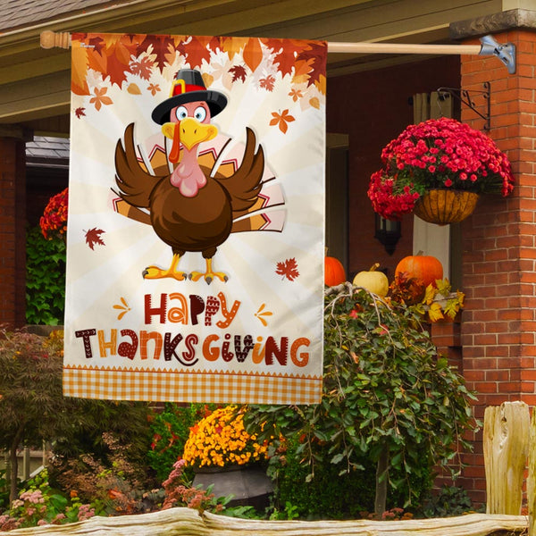 Happy Thanksgiving Turkey Fall Flag