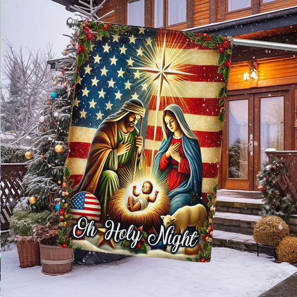 Nativity Scene Nativity Of Jesus Holy Family Christmas American Flag MLN4181F