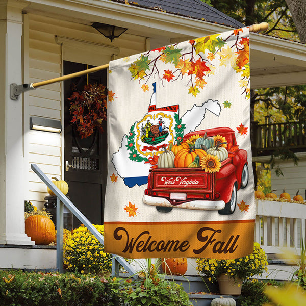 West Virginia State Welcome Fall Pumpkins Flag