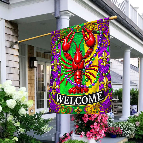 Mardi Gras Crawfish Welcome Flag TQN4572F