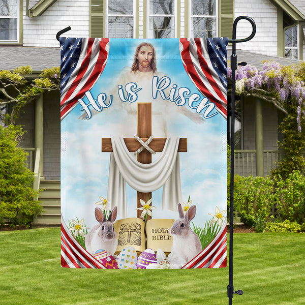 Easter Day Rabbit Flag He Is Risen Jesus Christ Flag MLN1030F