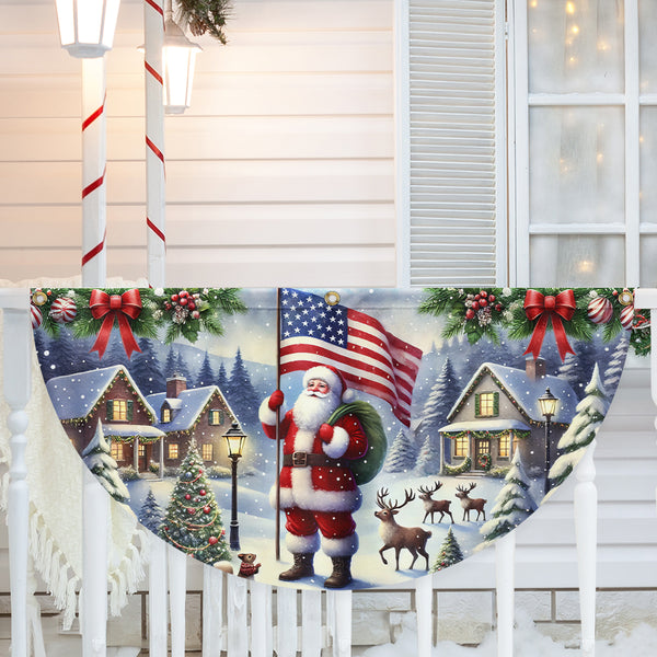 Santa Claus We Wish You Ameri Christmas Non-Pleated Fan Flag TQN4224FL