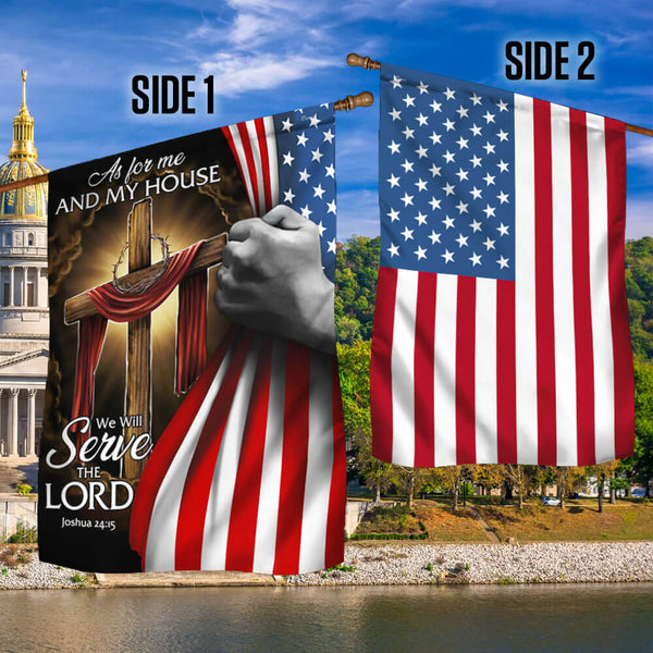 Jesus Christian Flag As For Me And My House, We Will Serve The Lord, Christian Two-Sided Flag TPT803F