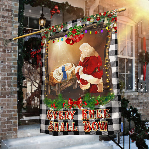 Christian Christmas Santa Claus Every Knee Shall Bow Flag MLN662F