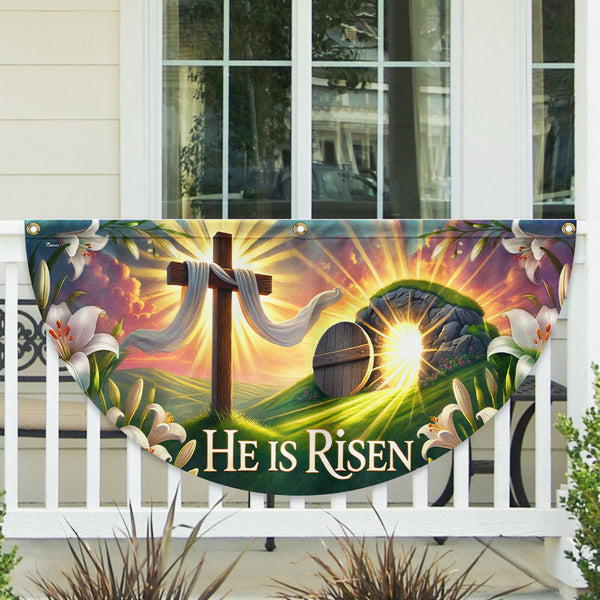 Easter Cross He Is Risen Non-Pleated Fan Flag MLN5160NTH