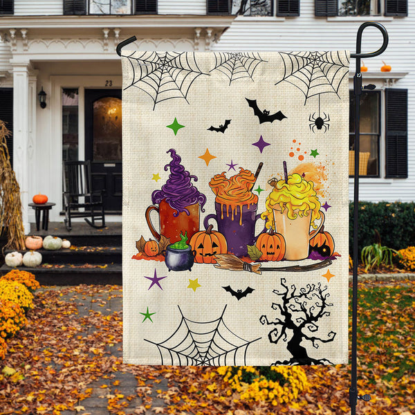 Halloween Coffee Latte Spooky Season Flag