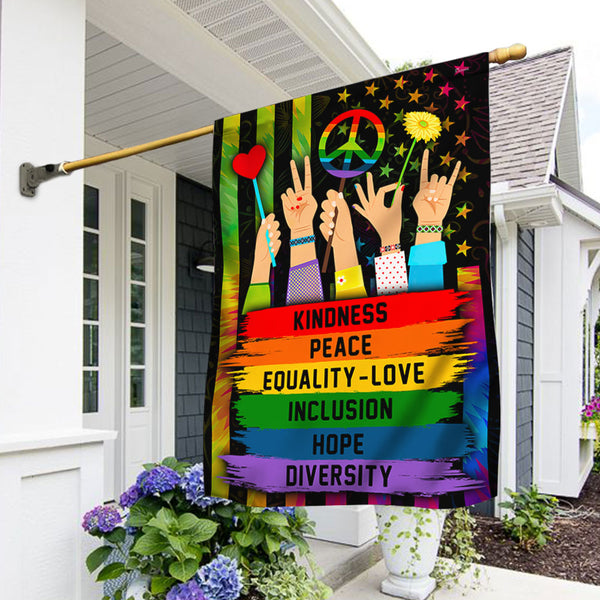 Hippie Peace Flag Kindness Peace Equality Love Inclusion Hope Diversity