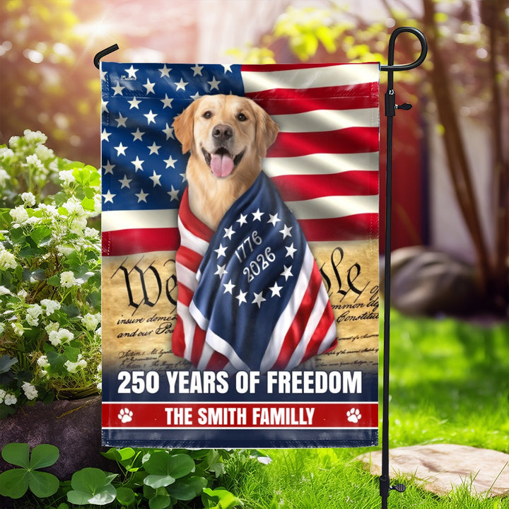 Dog American Flag, Personalized 250 Years of Freedom Golden Retriever ...
