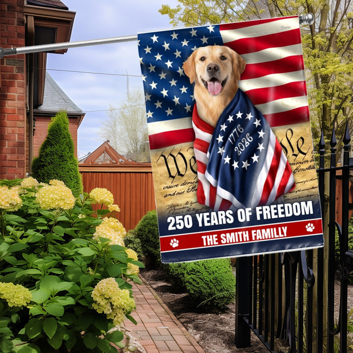 Dog American Flag, Personalized 250 Years of Freedom Golden Retriever ...
