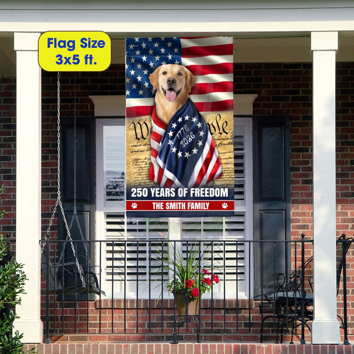 Dog American Flag, Personalized 250 Years of Freedom Golden Retriever ...