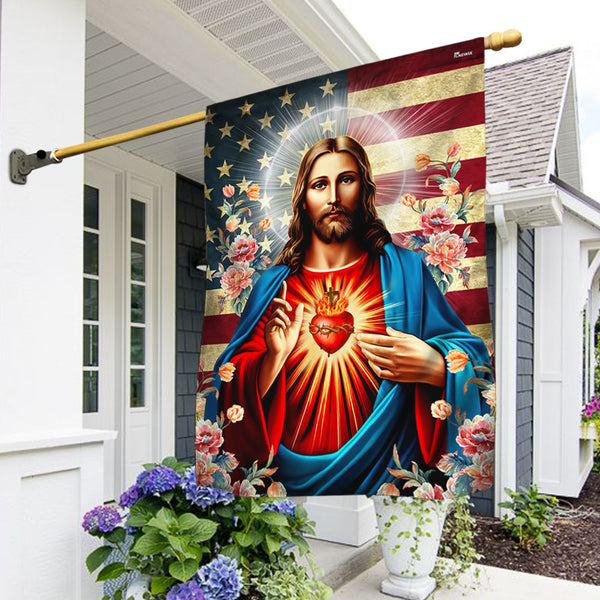 Flagwix American Flag - The Sacred Heart Of Jesus American Flag MLN3238F