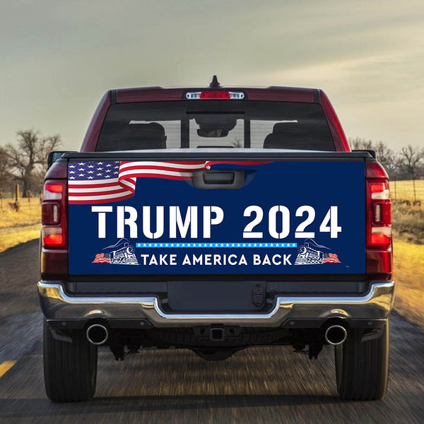 Trump 2024 Take America Back, Trump Train Truck Tailgate Decal Sticker Wrap