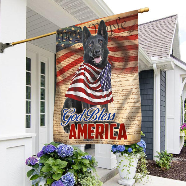 Patriotic Black German Shepherd Dog 4th Of july God Bless America Flag Wrapped in Glory TQN1316Fv2