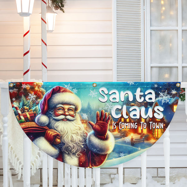 Santa Claus Is Coming Christmas Non-Pleated Fan Flag MLN4168FL