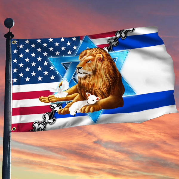Jewish Israel, Lion Of Judah Israel American Grommet Flag MLN4103GF