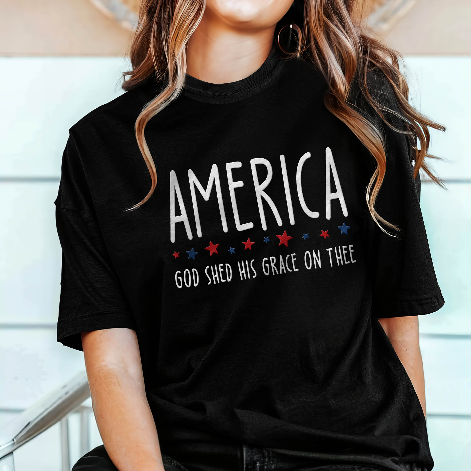 Ameri♡ SIDE EMBROIDERY OVER LOGO TEE SIDE EMBROIDERY OVER LOGO TEE（Tシャツ/カットソー）｜Ameri