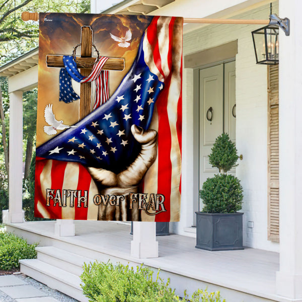 Flagwix American Flag - Faith Over Fear Christian Cross American Flag TPT992F