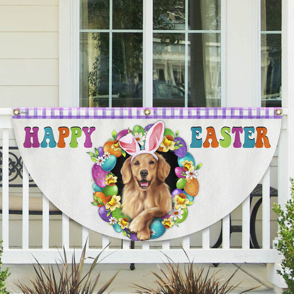 Golden Retriever Dog Happy Easter Non-Pleated Fan Flag TQN2621FL