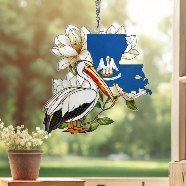 Louisiana Pelican Suncatcher Acrylic Hanging VTM585AS