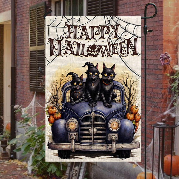 Halloween Black Cat Truck Trick Or Treat Flag