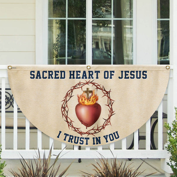 Sacred Heart Of Jesus I Trust In You Catholic Christian Non-Pleated Fan Flag