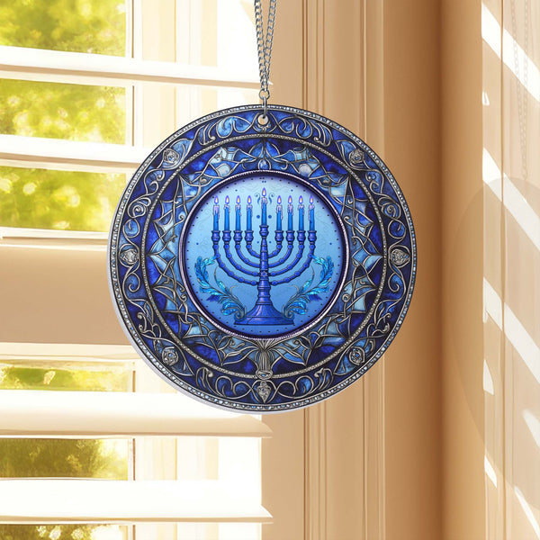 Hanukkah Menorah Candles Suncatcher Acrylic Hanging