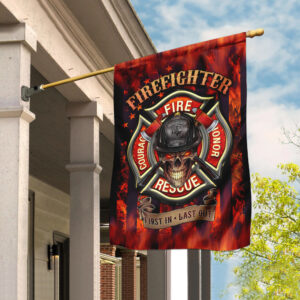 Firefighter Skull Courage Rescue Honor Flag