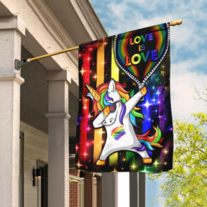 Unicorn LGBT Pride Love Is Love Flag QTR150F