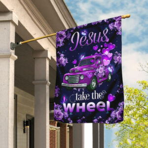 Jesus Take The Wheel Purple Truck Flag